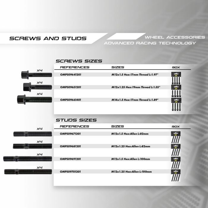 Omp Set 4 Esparragos Ruedas Coche Omp M12x1.5 Largo 82 mm 4