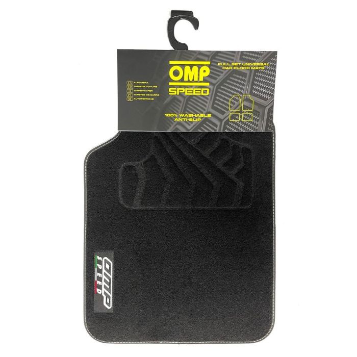 Omp Juego De Alfombrillas Para Coche X4 Color Negro Omp Speed Logo Bandera Italia 4