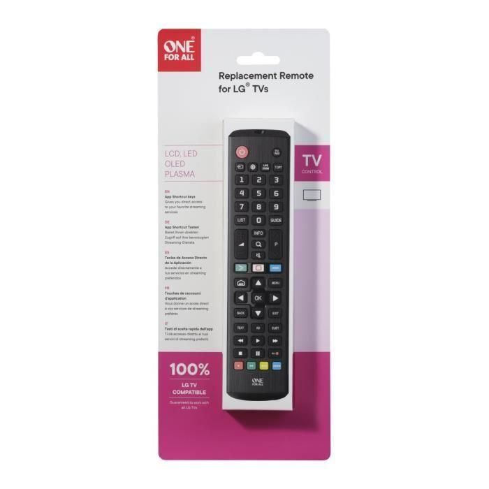 ONE FOR ALL URC4911 - Mando a distancia de repuesto para LG TV