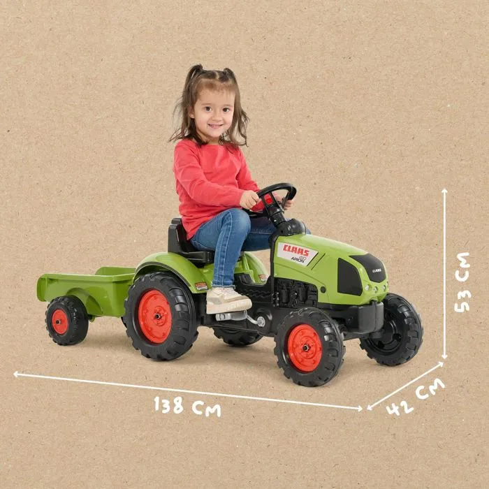 Falk Tractor de Pedal Claas Arion 410 con Remolque para Niños 4