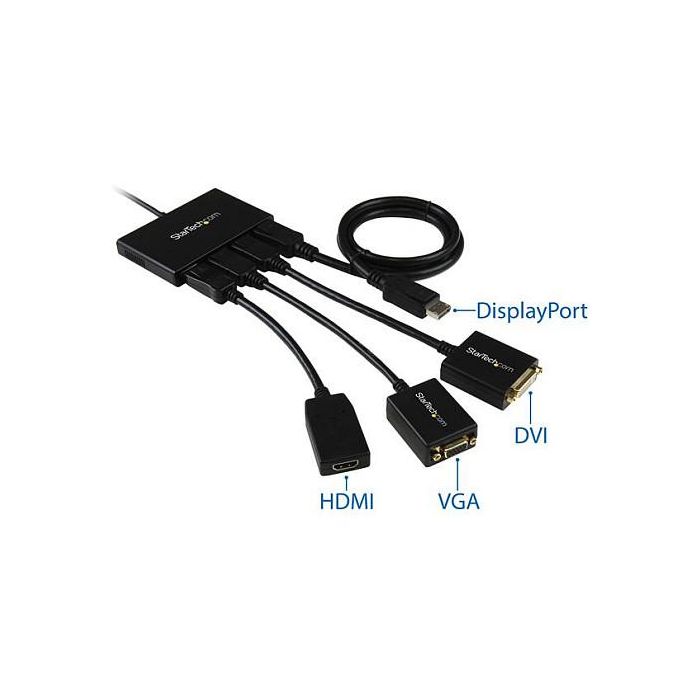 StarTech MST HUB - Adaptador de 4 Puertos DisplayPort 1.2, 4x DisplayPort 1080p, Windows, Negro