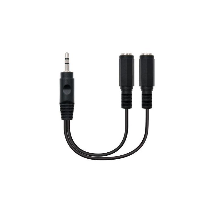 Cable Estéreo Nanocable 10.24.1200/ Jack 3.5 Macho - 2x Jack 3.5 Hembra/ 15cm/ Negro