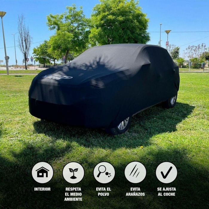 Omp Speed OMPS18040913 Funda Cubre Coche Interior Elástica Lana 110g Talla L-XL 505x165x120 cm Protección Polvo Arañazos Negra 5