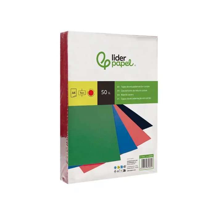 Liderpapel Tapa Encuadernacion Cartón A4 1mm Roja Paquete 50 Unidades 3