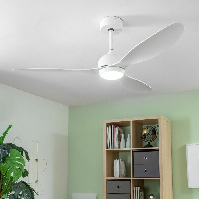 Ventilador de Techo con Luz LED y 3 Aspas ABS Flaled InnovaGoods Blanco 36 W 52" Ø132 cm