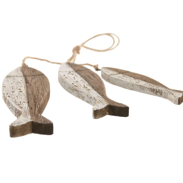 DKD Home Decor 2 x 36 x 10 cm Decoración Colgante Blanco Natural Paulownia (12 Unidades)