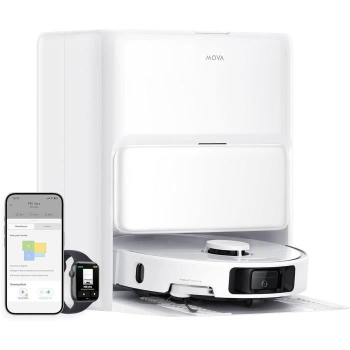 Mova AAAPD31298 P50 Ultra Robot Aspirador con Base de Carga, 19.000 Pa de Potencia, Limpieza Esquinas y Bordes