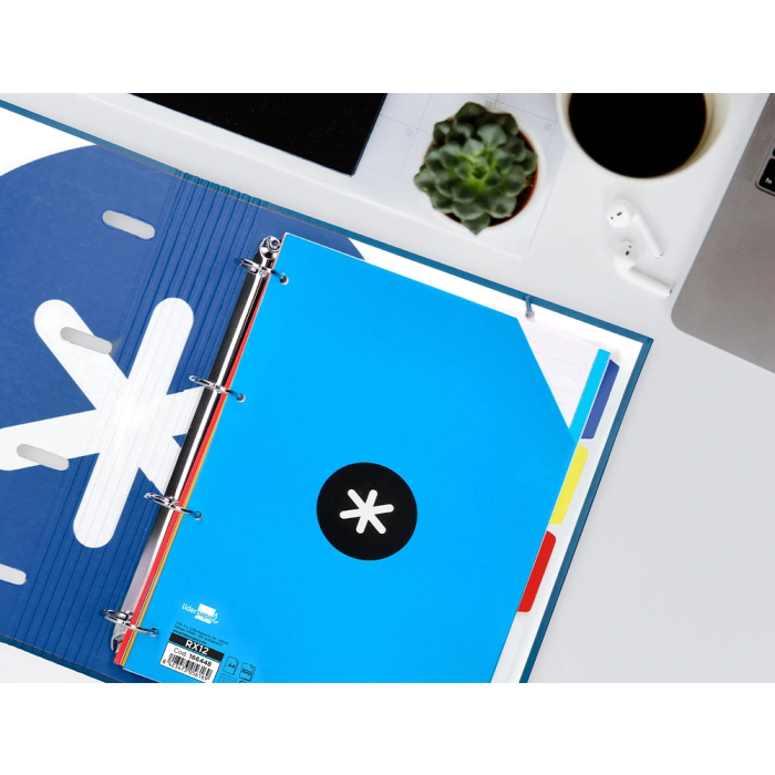 Antartik Recambio Papel A4 100 Hojas 100gr Rayado Horizontal 4 Taladros Bandas Colores 8