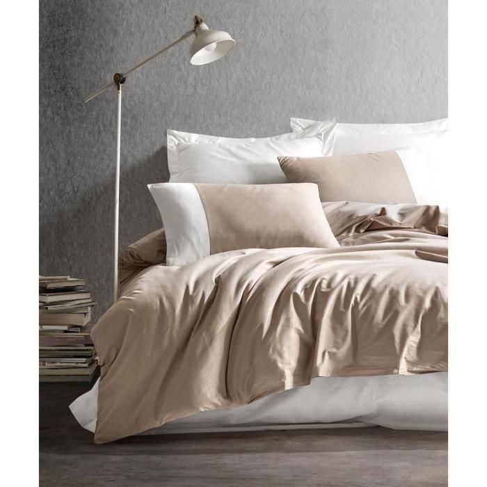Juego de cama - 1 funda nórdica 220x240 cm + 2 fundas de almohada 60x60 cm - 100% algodón - Visón 2 Juego de cama - 1 funda nórdica 220x240 cm + 2 fundas de almohada 60x60 cm - 100% algodón - Visón 2