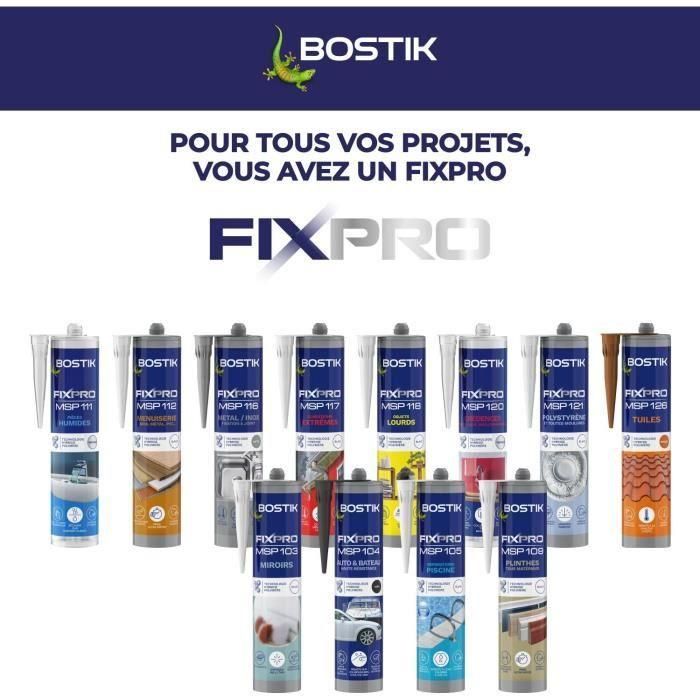 Sellador para automoción/náutica - BOSTIK - Fixpro MSP 104 - Adhesivo y sellador - Resistente a la intemperie y al agua de mar - Negro - 290 ml 5