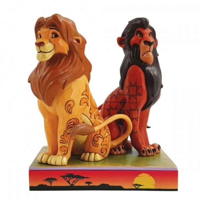 Enesco Figura Disney El Rey León Simba y Scar - Resina Tallada y Pintada a Mano 16.5 cm