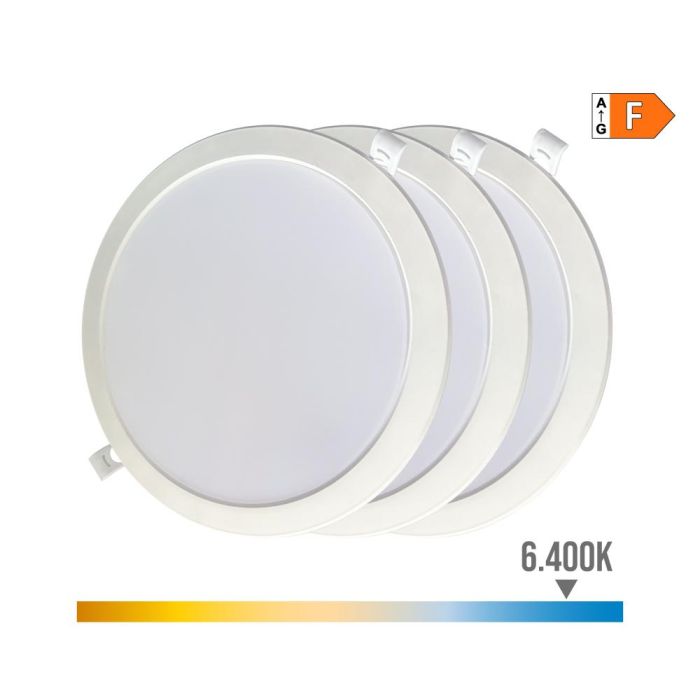 Edm Pack 3 Downlights LED 18W Luz Fría 6400K - Empotrables Redondos, 1820LM, Blanco Edm Pack 3 Downlights LED 18W Luz Fría 6400K - Empotrables Redondos, 1820LM, Blanco