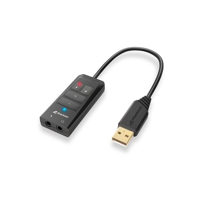 Sharkoon SB2 (schwarz) Tarjeta de Sonido Externa USB 7.1 Canales para Auriculares con Plug and Play Negro
