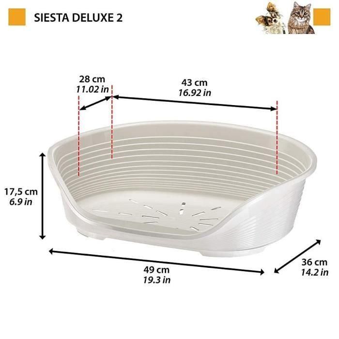 FERPLAST Cesta Siesta Deluxe 2 - 49x36x17,5 cm - Gris oscuro - Para perros y gatos 1 FERPLAST Cesta Siesta Deluxe 2 - 49x36x17,5 cm - Gris oscuro - Para perros y gatos 1