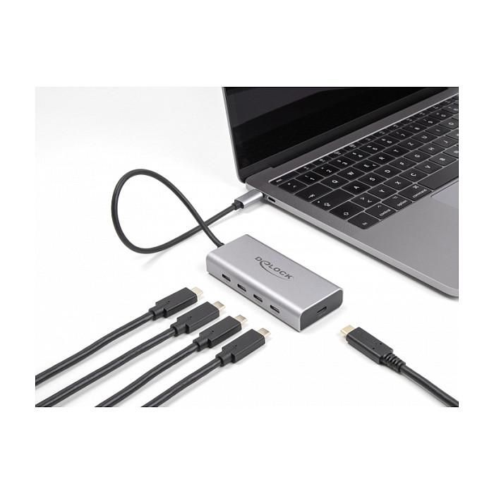 DeLOCK USB Type-C Hub con 4 puertos USB-C + 1 USB-C PD 85W, 10 Gbps (USB 3.2 Gen 2), Aluminio, Cable 30cm 0 DeLOCK USB Type-C Hub con 4 puertos USB-C + 1 USB-C PD 85W, 10 Gbps (USB 3.2 Gen 2), Aluminio, Cable 30cm 0