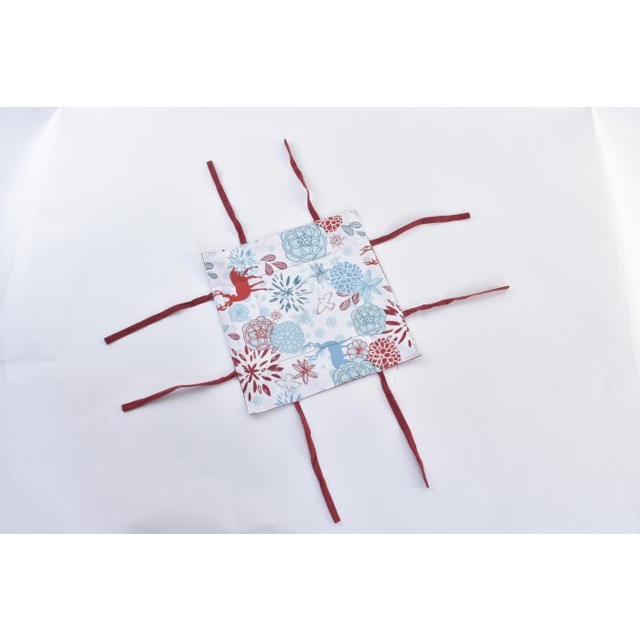 DKD Home Decor Cesta Navidad Moderna Reno Flores Algodón Azul Celeste Rojo 30x30x10 cm Pack 12 Unidades 3