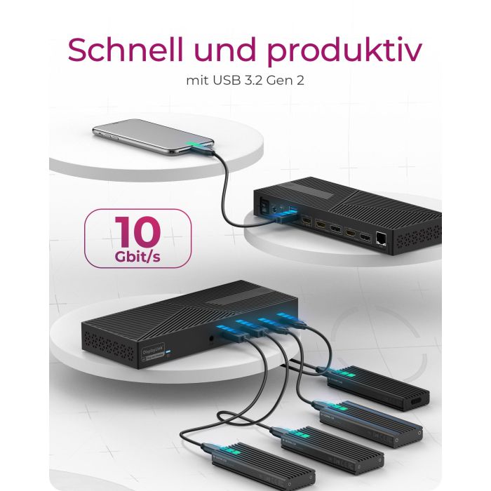 ICY BOX Docking Station 4xUSB-A/2xUSB-C/2xHDMI/DisplayPort Negro 4