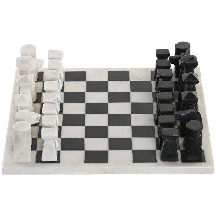 DKD Home Decor Juego de Ajedrez Moderno de Mármol Blanco y Negro 33 x 33 x 1.5 cm 4