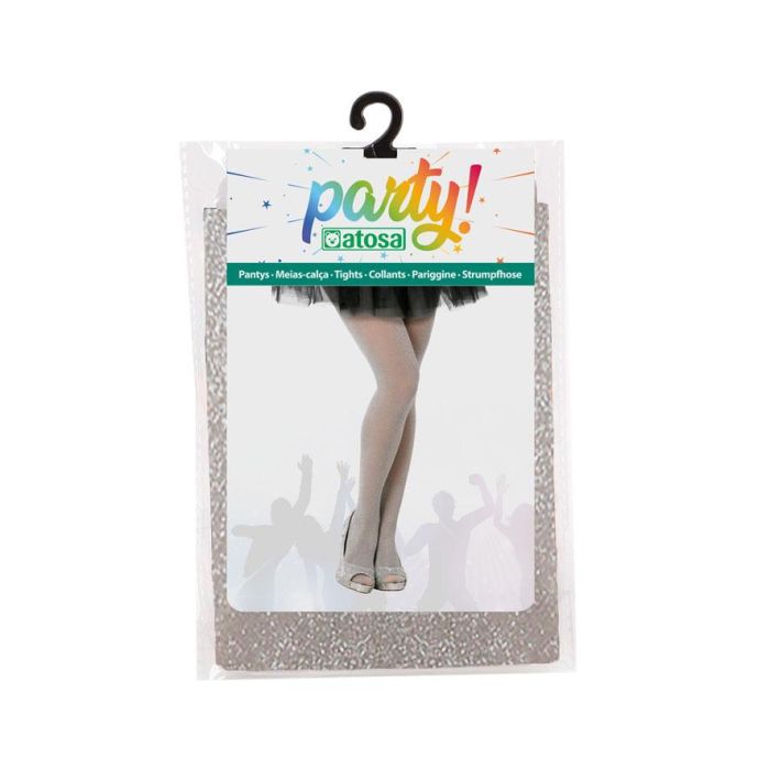 Pantys Brillantes Plateadas para disfraces galácticos, diva disco, robot o estrella del pop - Carnaval, conciertos, teatro y fiestas ochenteras 1