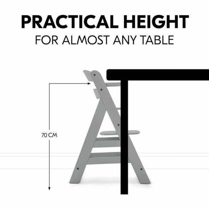 HAUCK Alpha + Silla alta de madera escalable para bebé - Asiento y reposapiés ajustables, arnés 5 puntos, gris 14