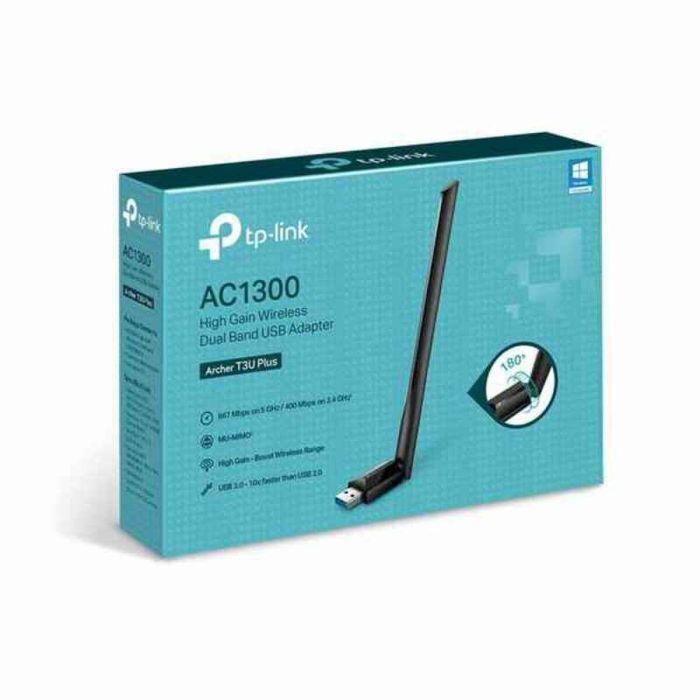 TP-Link Archer T3U Plus Adaptador USB Wi-Fi AC1300 Doble Banda Alta Ganancia MU-MIMO para PC y Mac con Antenas Ajustables y USB 3.0
