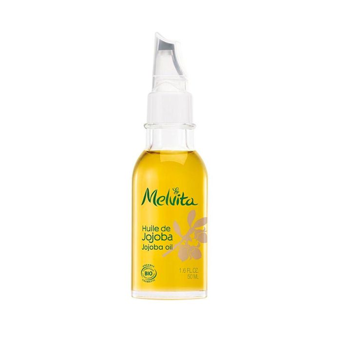 Melvita Aceite de Jojoba Orgánico 50 ml - Tratamiento Facial Hidratante y Reparador para Piel y Cabello Seco, Aporta Brillo y Suavidad