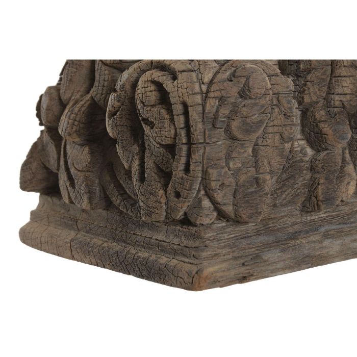 DKD Home Decor Portavelas Indio Teca Tallado Columna Antigua 26 x 30 x 26 cm (2 Unidades) 3