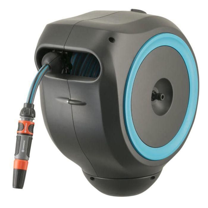 Gardena Rollup Portamangueras automático 15m, anti UV y algas, incluye lanza pulverizadora y conectores Gardena Rollup Portamangueras automático 15m, anti UV y algas, incluye lanza pulverizadora y conectores