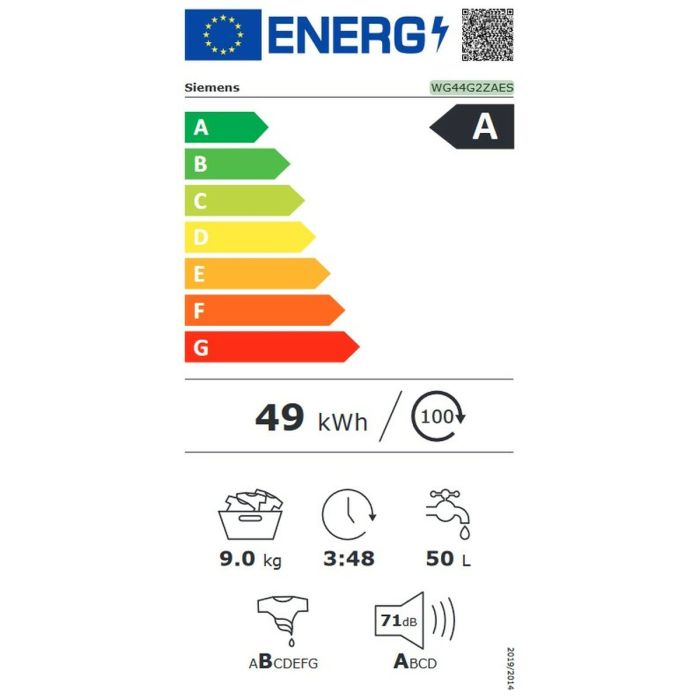 Lavadora Siemens AG WG44G2ZAES 60 cm 1400 rpm 9 kg 1