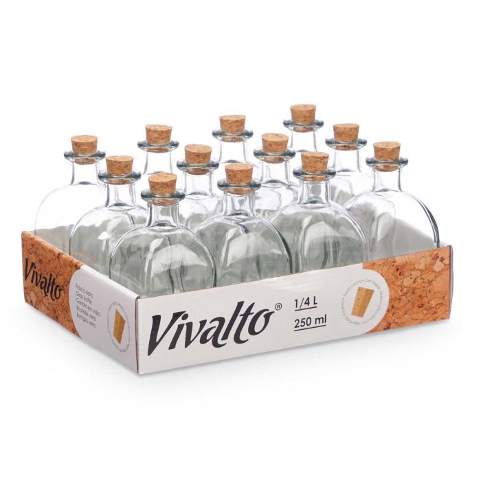 Frasca Vidrio 250 Ml Tapon Corcho Vivalto 6X14CM (36 Unidades) 2 Frasca Vidrio 250 Ml Tapon Corcho Vivalto 6X14CM (36 Unidades) 2