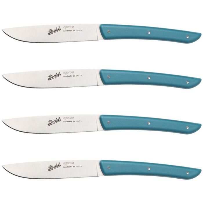 Berkel Steakmesser-Set 4 piezas, Cuchillos de Carne, Color Blu Petrolio