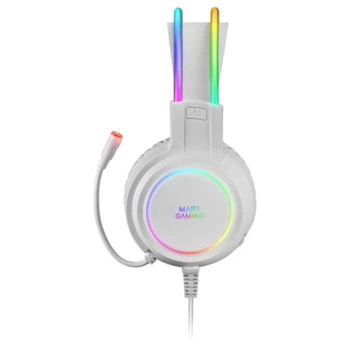 Mars Gaming MHRGBW Auriculares Gaming con Micrófono, RGB Flow, Sonido Ultra-BASS 3D, Cancelación Ruido, Jack 3.5mm, Blancos, Multiplataforma 2
