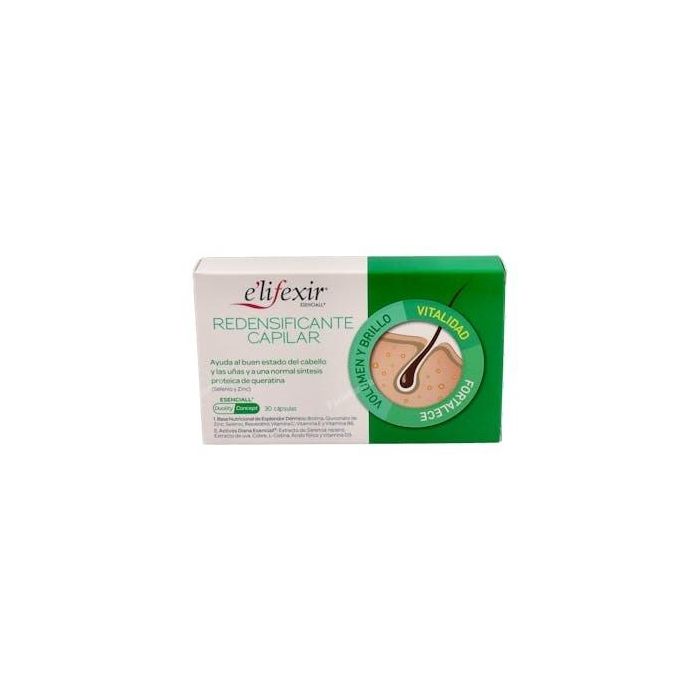 E'Lifexir ESENCIALL Suplemento Capilar Redensificante Anticaída para Fortaleza, Crecimiento y Nutrición del Cabello 30 Cápsulas Vegetarianas