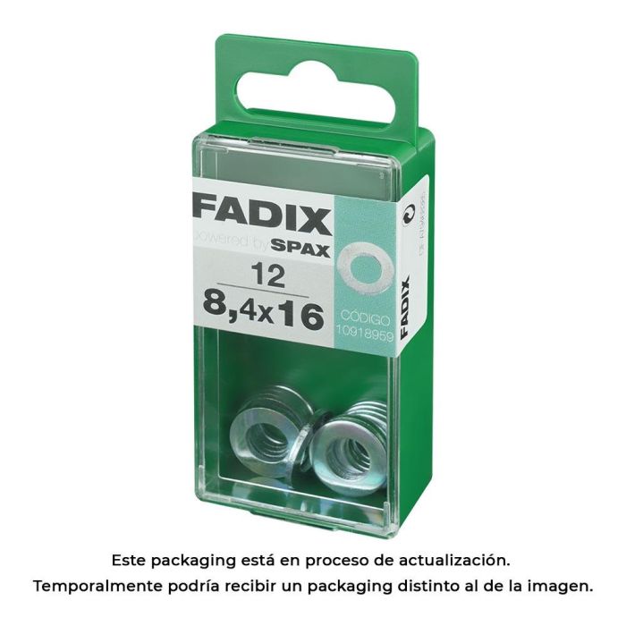 Fadix Arandela Plana de Cinc 8,4x16 mm, Caja con 12 Unidades