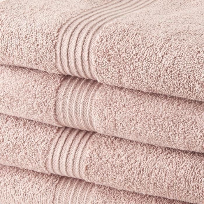 TODAY Juego de 4 toallas de baño 100% algodón - 50x100 cm - Rosa arena 1 TODAY Juego de 4 toallas de baño 100% algodón - 50x100 cm - Rosa arena 1