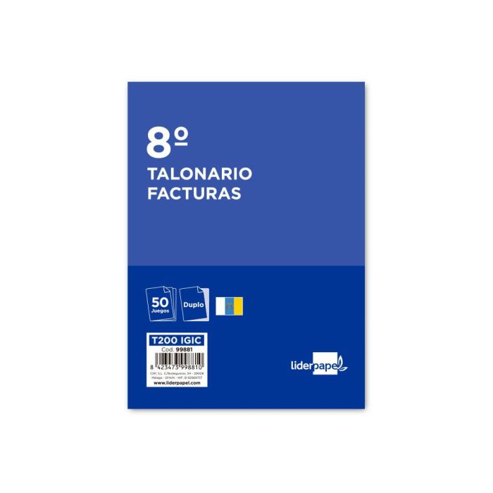 Talonario Liderpapel Facturas 8º Original Y Copia 200 Con I.G.I.C 10 unidades 1