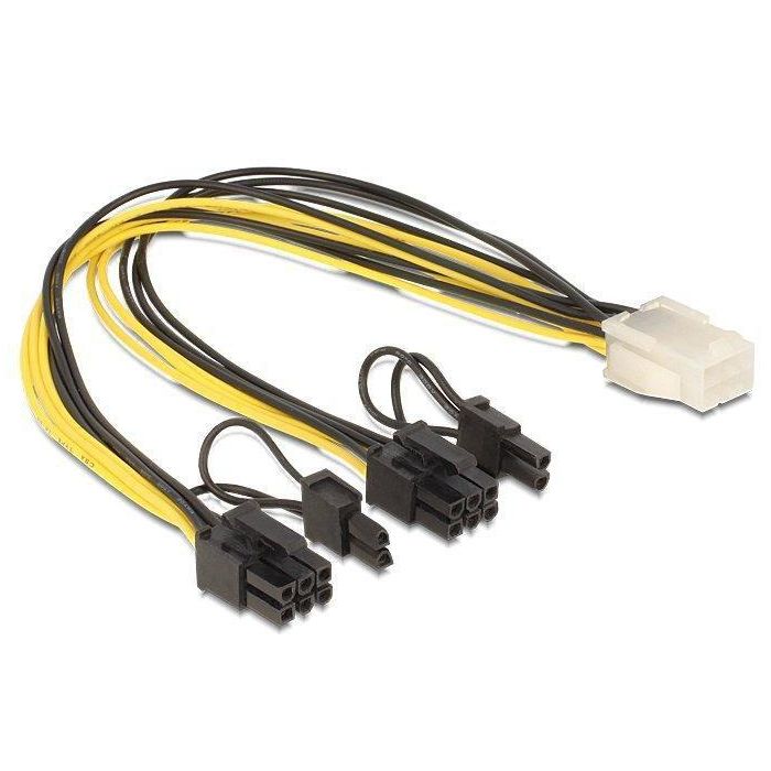 Delock Cable Alimentación PCI Express PCIe 6 pines Hembra a 2x 8 pines Macho, 30 cm, para Tarjetas Gráficas de Alta Potencia, adaptable a 6 pines 1