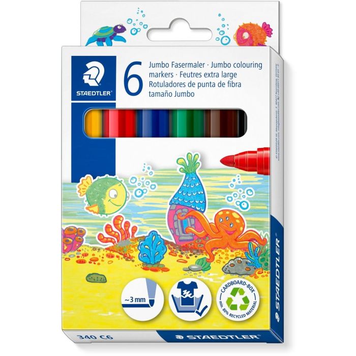Staedtler Estuche de Cartón 6 Rotuladores Gruesos Noris 340 Colores Surtidos, Punta Redonda Gruesa, 340 C6 0 Staedtler Estuche de Cartón 6 Rotuladores Gruesos Noris 340 Colores Surtidos, Punta Redonda Gruesa, 340 C6 0
