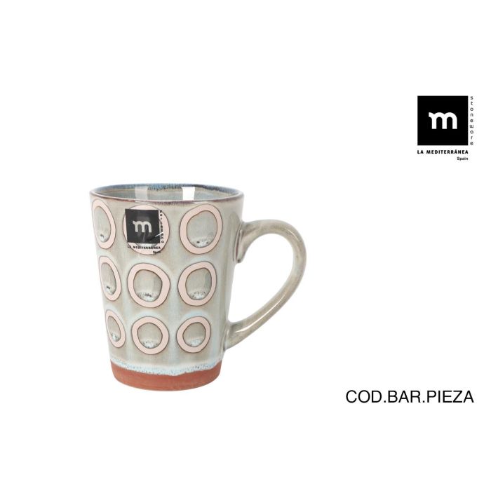 La Mediterranea Mug 330 cc Gris "Almudena" - 8.5 x 11 x 12.5 cm (36 Unidades)