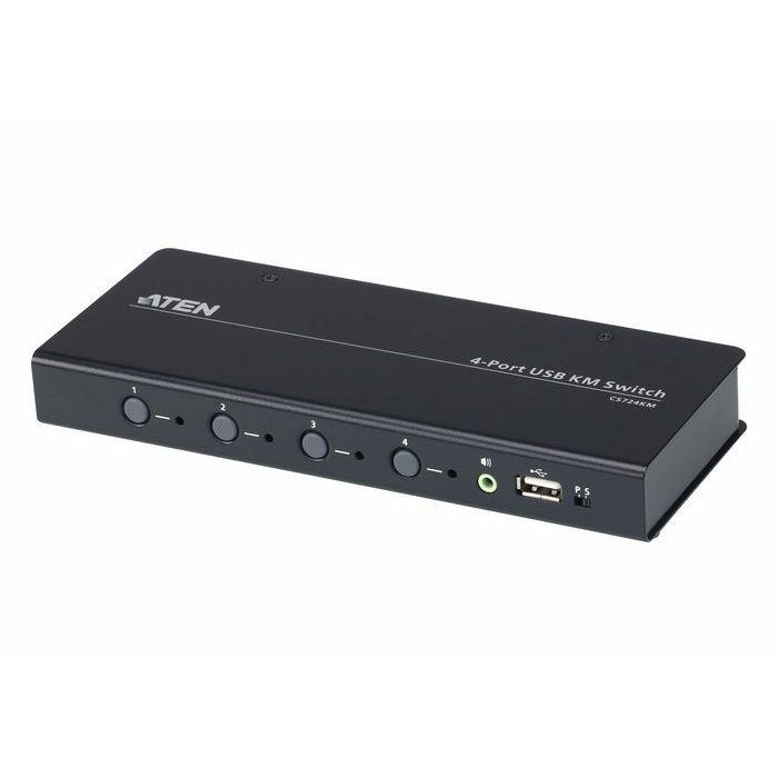 Aten Switch KM USB 4 Puertos CS724KM - Controla hasta 4 Computadoras con 1 Teclado y Ratón, Daisy Chain hasta 8