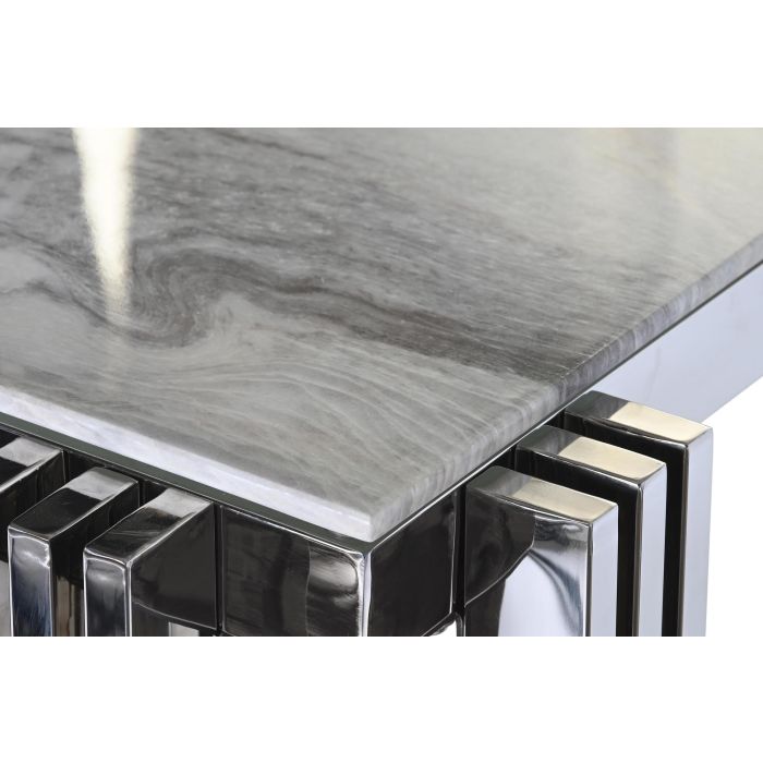 DKD Home Decor Consola Moderna, Mesa Auxiliar de Acero y Cristal, Colores Plateado y Blanco, 120x45x78 cm 2