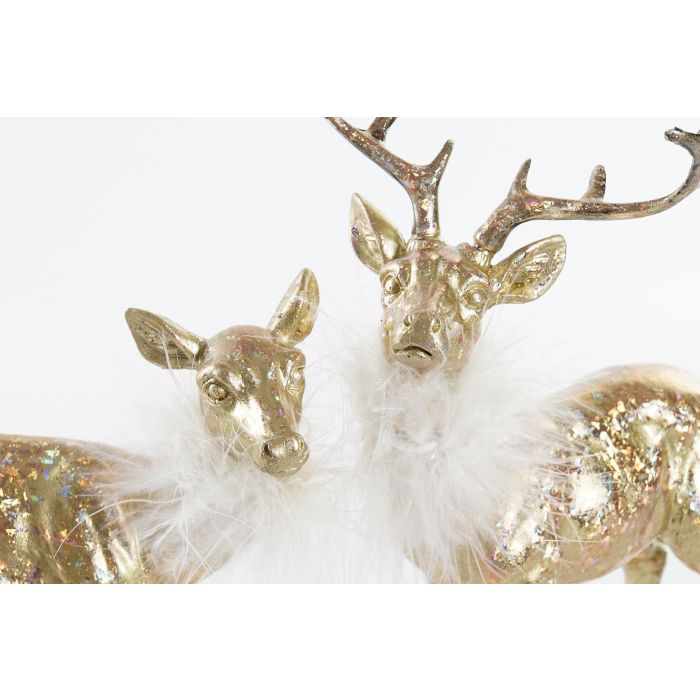 DKD Home Decor Figura Decorativa de Reno para Navidad Moderna, de Resina Color Dorado, 9 x 22.5 x 17.5 cm, Set de 2 Unidades 1 DKD Home Decor Figura Decorativa de Reno para Navidad Moderna, de Resina Color Dorado, 9 x 22.5 x 17.5 cm, Set de 2 Unidades 1