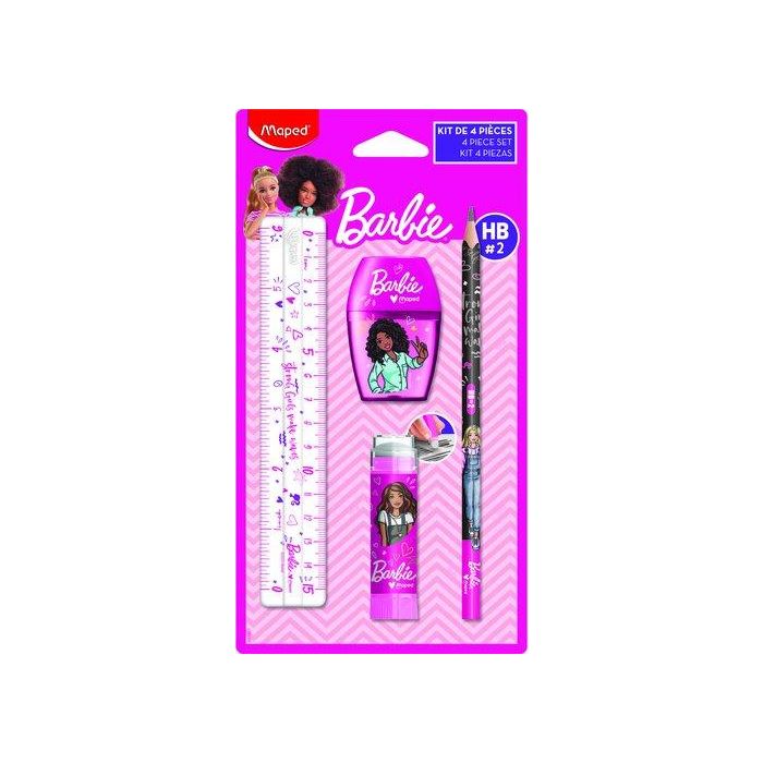 Set De Papeleria Maped Barbie 4 Pzas