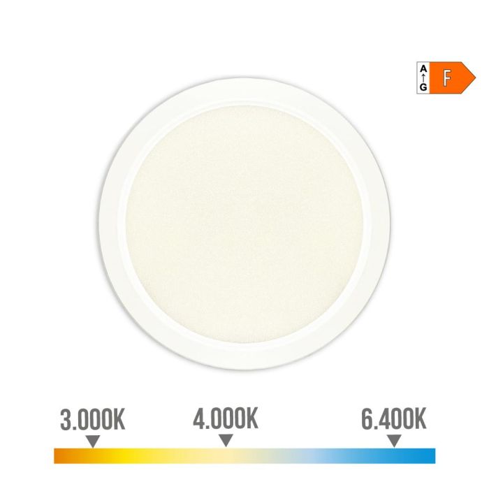 Downlight ajustable led superficie/empotrar 20w 2.050lm marco blanco.3 temperaturas de luz. edm 4