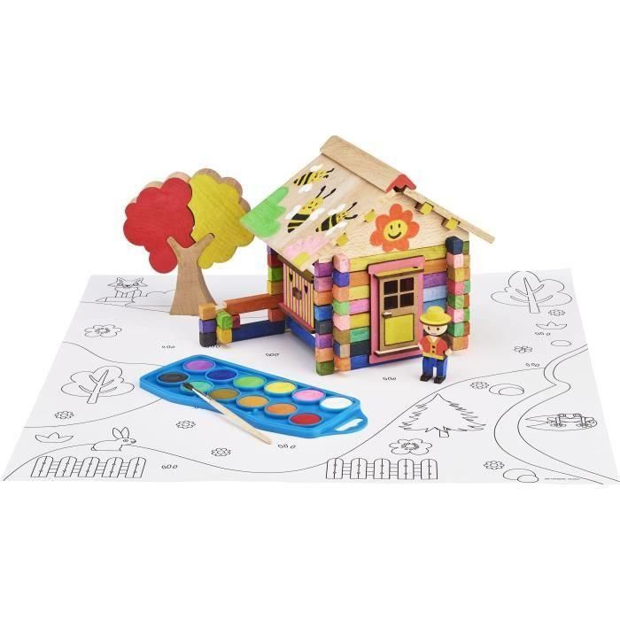 Cuadro Chalet 85 Piezas - JEUJURA - Juego de Construcción en Madera Natural, Accesorios y Pintura Incluidos, 26x24x9 cm Cuadro Chalet 85 Piezas - JEUJURA - Juego de Construcción en Madera Natural, Accesorios y Pintura Incluidos, 26x24x9 cm