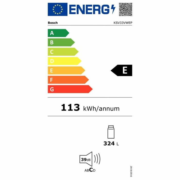 Frigorífico de libre instalación - BOSCH KSV33VWEP SER4 - 1 puerta - 324 L - Blanco - Frío ventilado - Clase energética E 1 Frigorífico de libre instalación - BOSCH KSV33VWEP SER4 - 1 puerta - 324 L - Blanco - Frío ventilado - Clase energética E 1