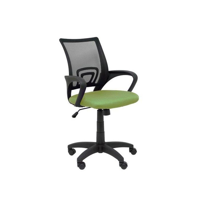 Silla Piqueras Y Crespo Vianos Brazos Fijos Mecanismo Basculante Con Regulador De Presion Elevacion Del Asiento En Altura Ruedas Nylon Respaldo Malla Transpirable Negra Y Tapizado Bali Verde Oliva