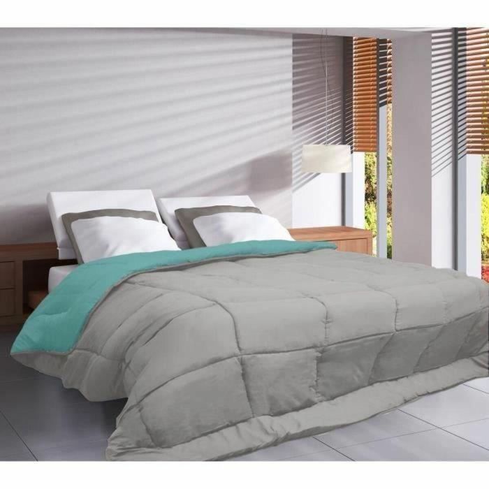 POYET MOTTE CALGARY Edredón de Microfibra Acolchado 400g/m² 240x260 cm Bicolor Gris Guijarro y Verde Lago Oeko-Tex Ignífugo 1 POYET MOTTE CALGARY Edredón de Microfibra Acolchado 400g/m² 240x260 cm Bicolor Gris Guijarro y Verde Lago Oeko-Tex Ignífugo 1