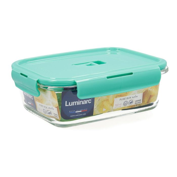 Recipiente Rectangular Hermético Vidrio Turquesa Luminarc 122 cL 5 Recipiente Rectangular Hermético Vidrio Turquesa Luminarc 122 cL 5