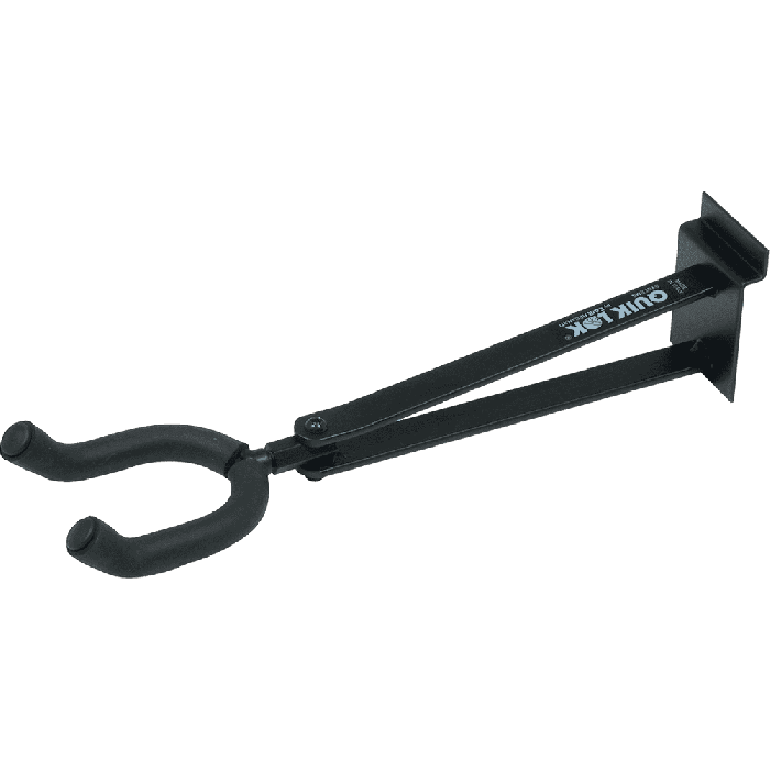 QUIKLOK Soporte de Pared para Guitarra, Doble Perfil, Largo 24,5 cm, Acero Negro, Carga Máx. 12,5 kg